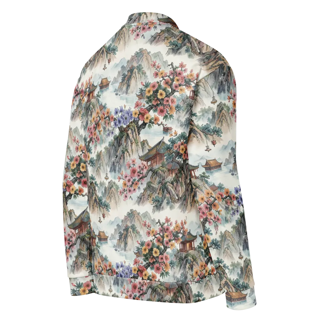 Jade Mountain Blossom on Bomber Jacket — Details