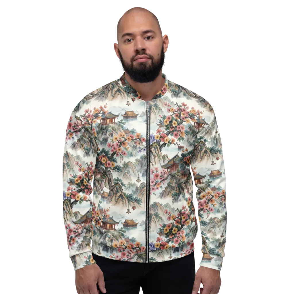Jade Mountain Blossom on Bomber Jacket — Front