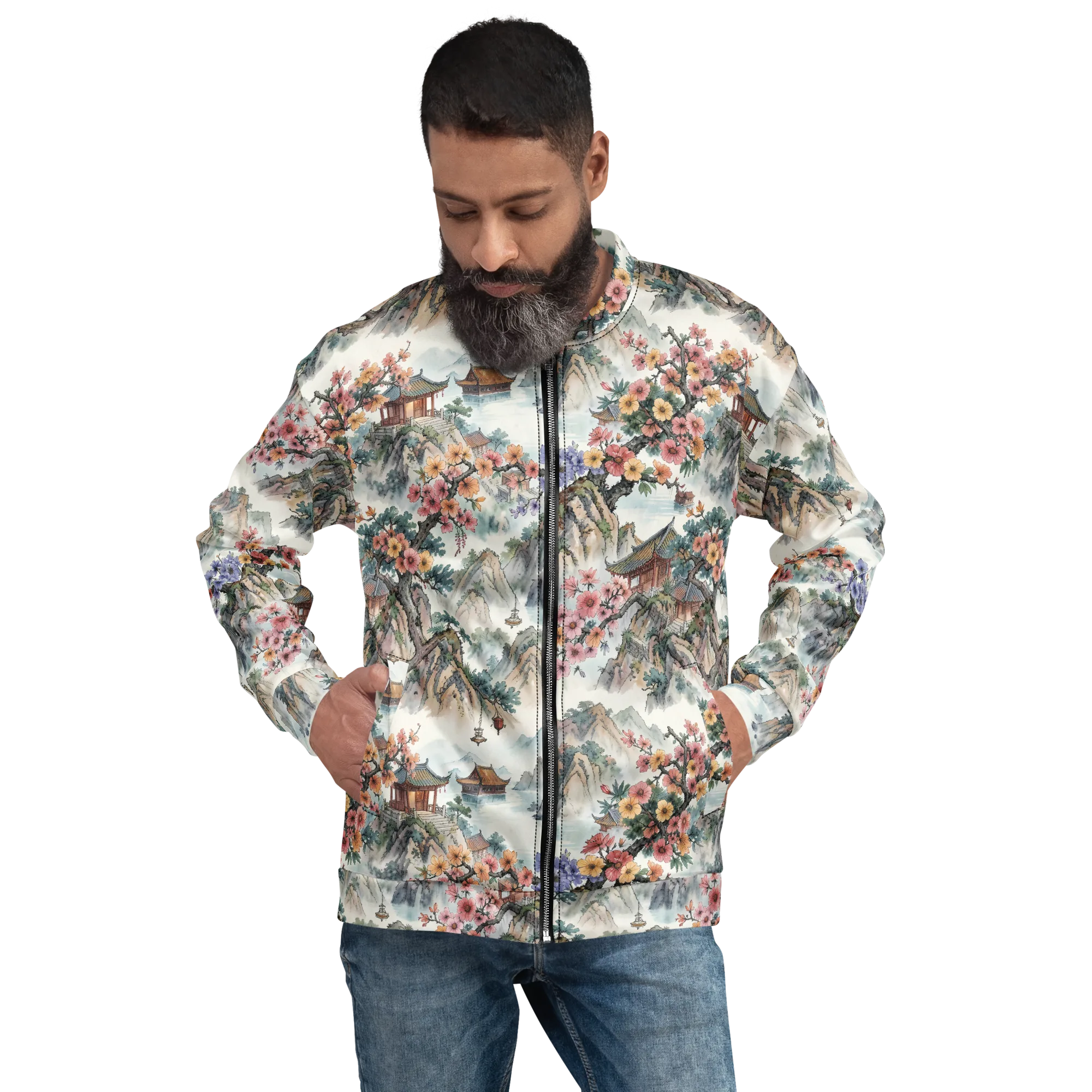 Jade Mountain Blossom on Bomber Jacket — Front print