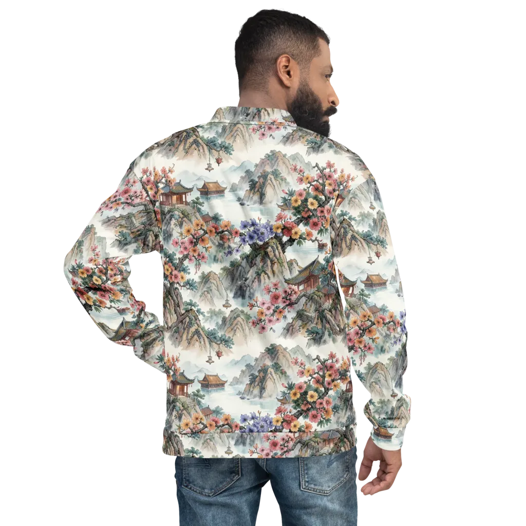 Jade Mountain Blossom on Bomber Jacket — Back print