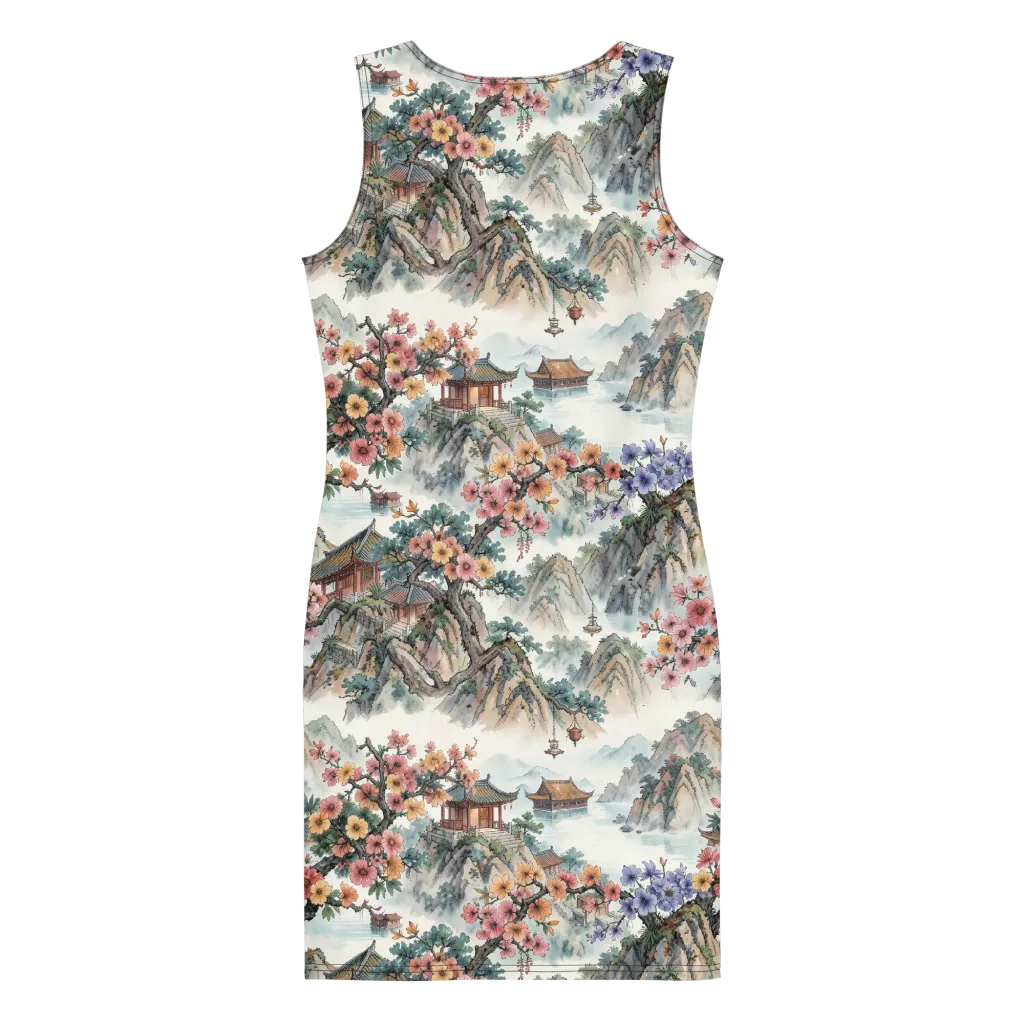 Jade Mountain Blossom on Bodycon Dress — Print file