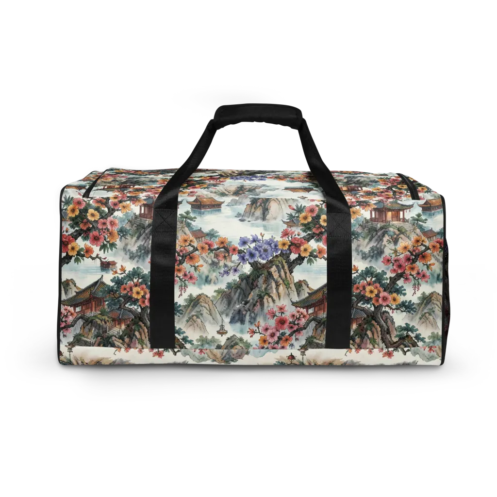 Jade Mountain Blossom on Duffle Bag — Back print