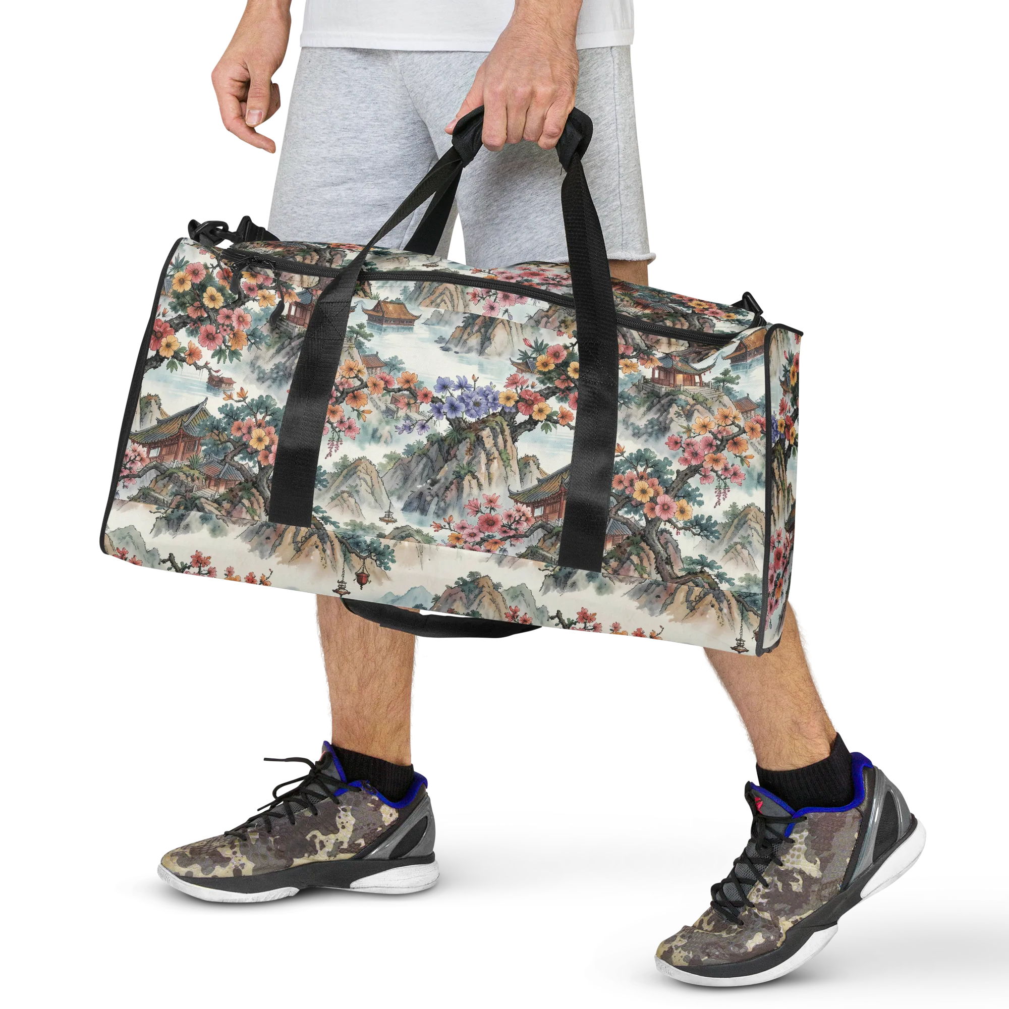 Jade Mountain Blossom on Duffle Bag — Front print