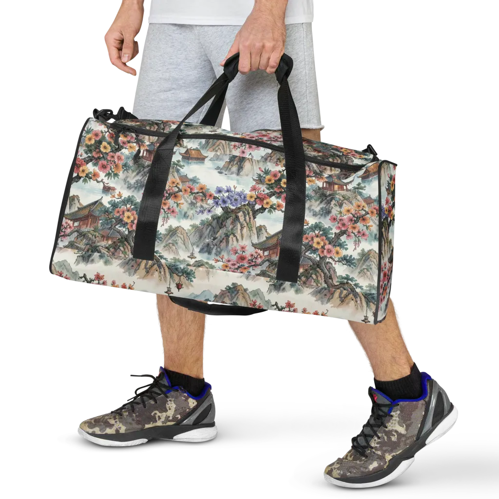 Jade Mountain Blossom on Duffle Bag — Front print