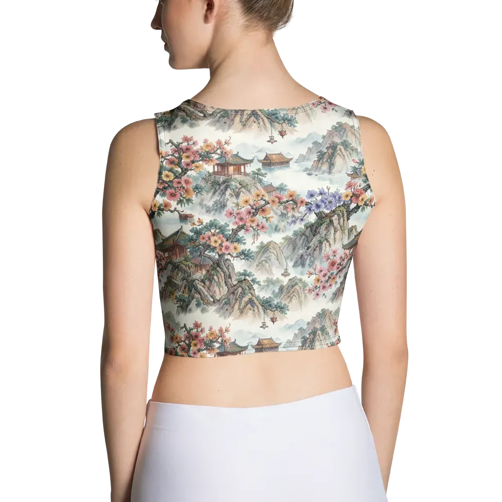 Jade Mountain Blossom on Crop Top — Back