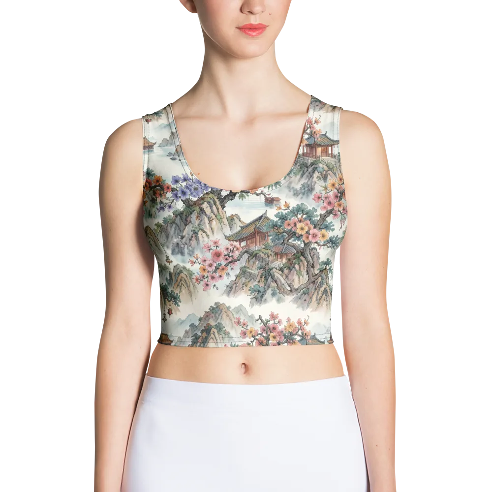 Jade Mountain Blossom on Crop Top — Front