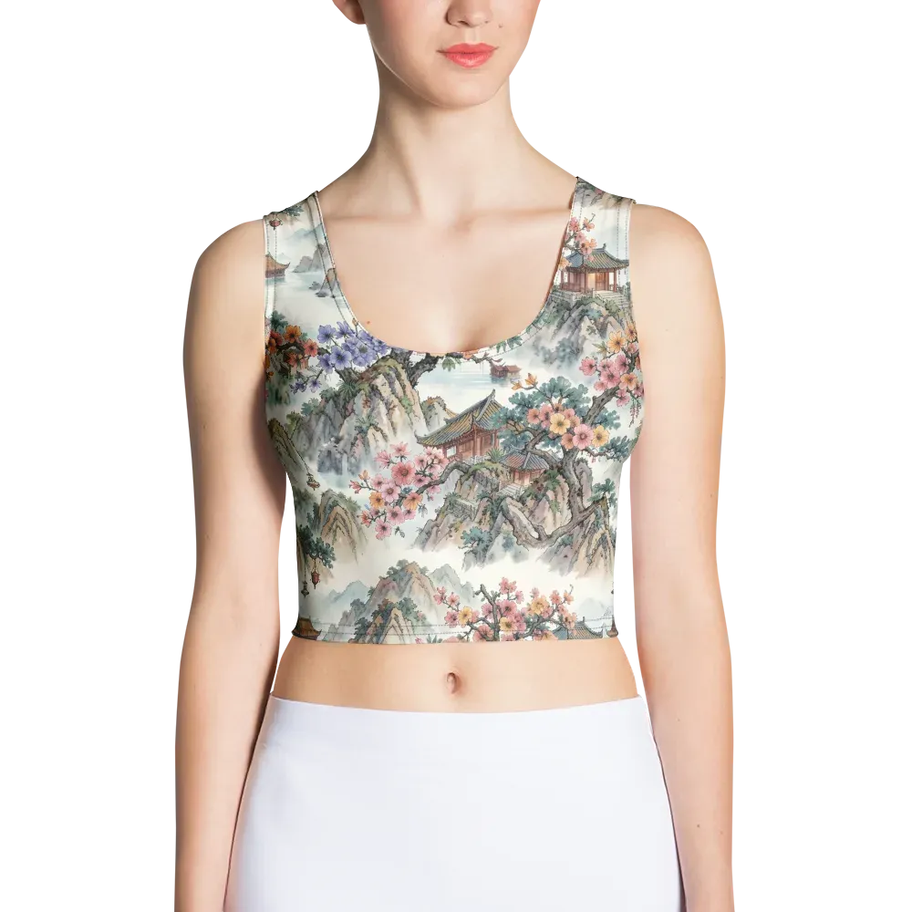 Jade Mountain Blossom on Crop Top — Front
