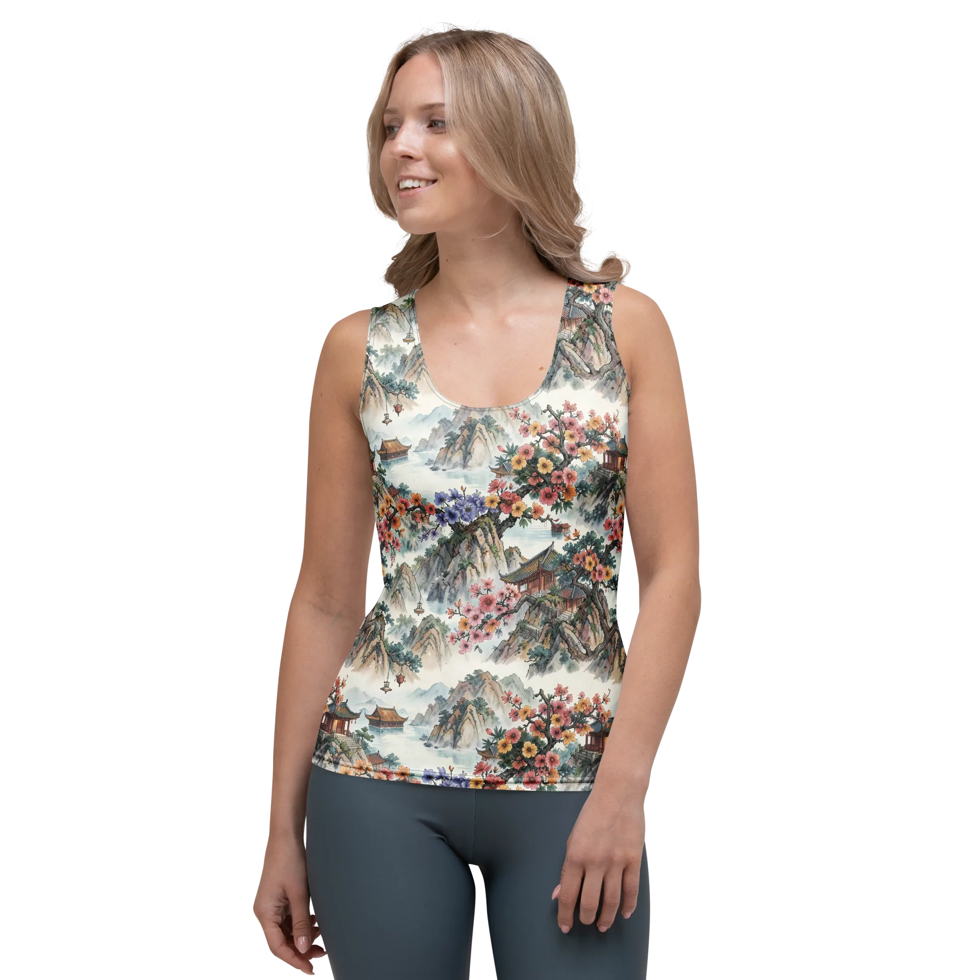Jade Mountain Blossom on Women's Tank Top — Front