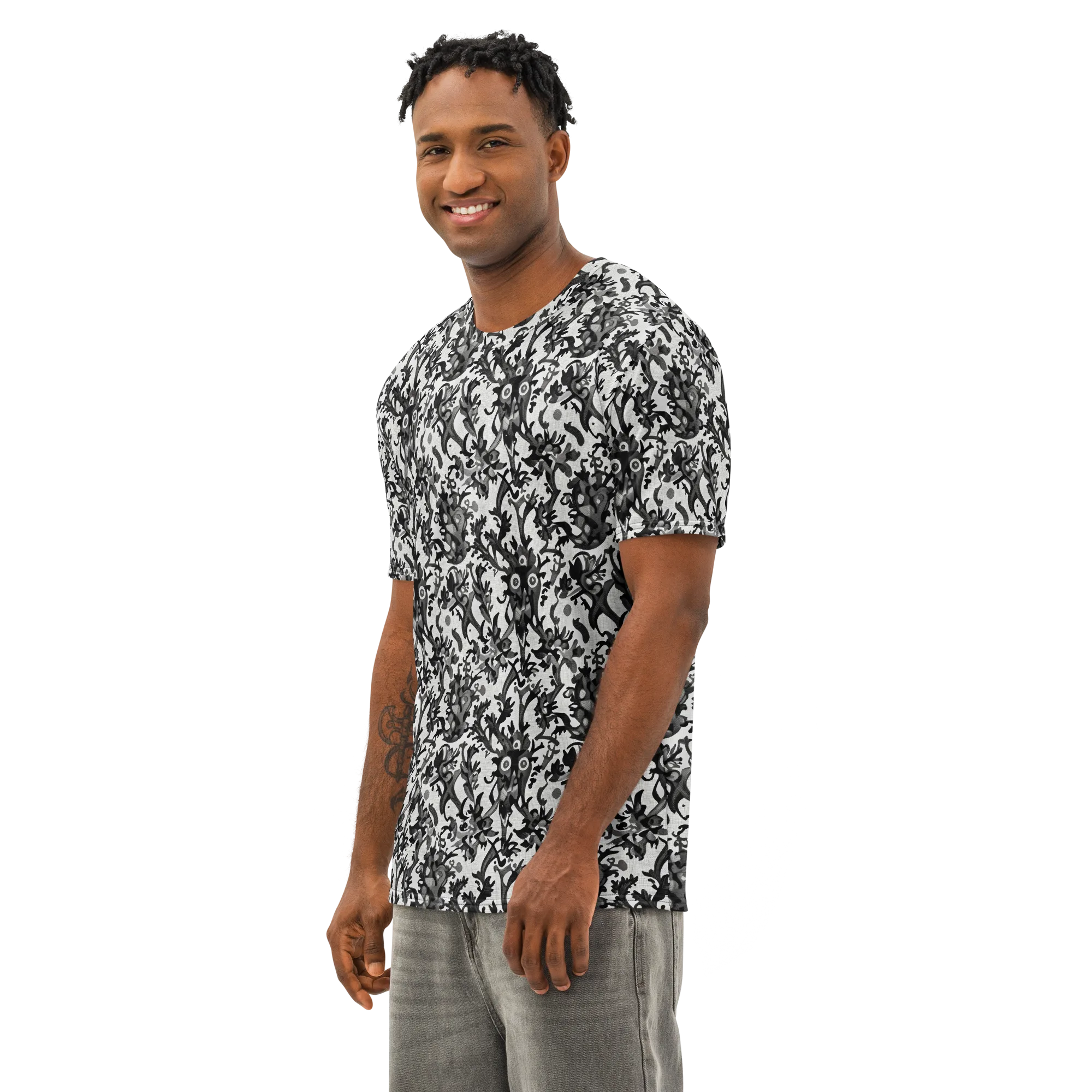 Inkwood Owls on Men's Cotton Crew Neck T-Shirt — Left Front