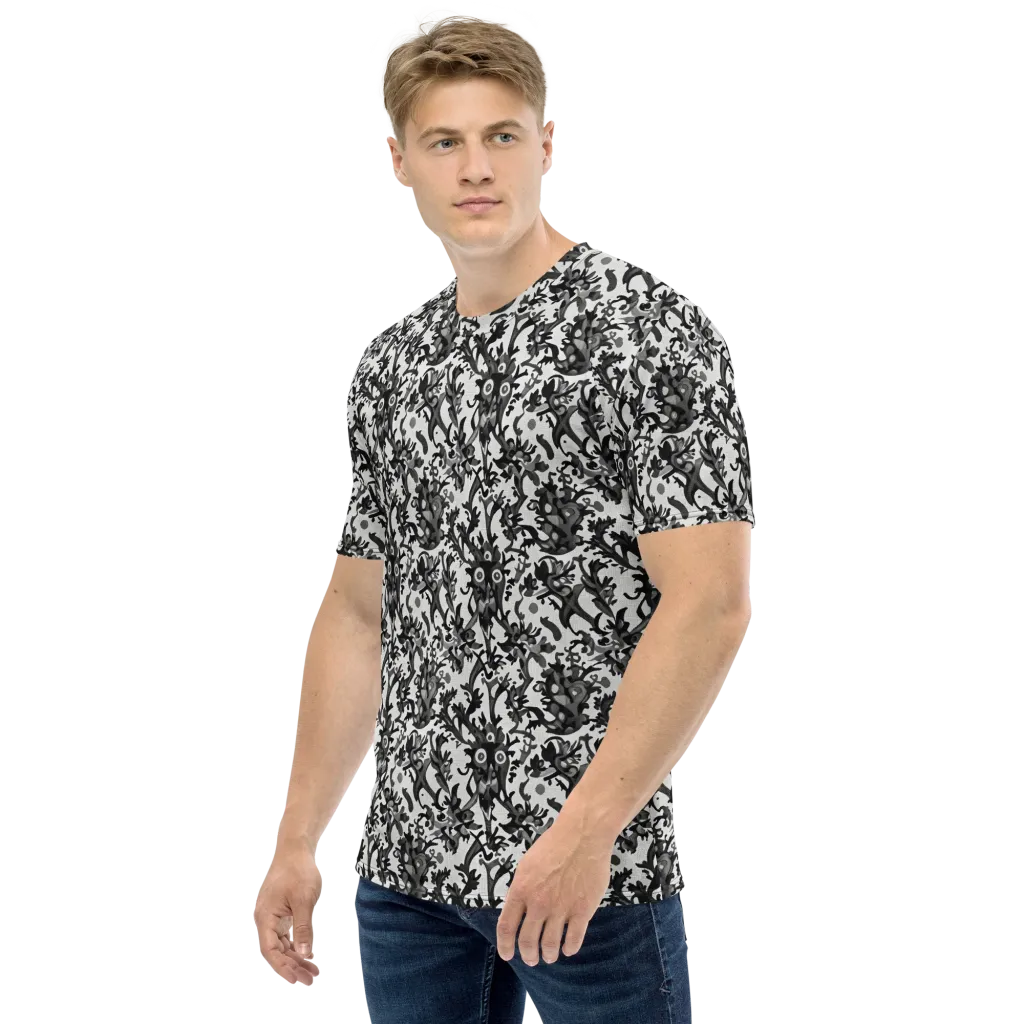 Inkwood Owls on Men's Crew Neck T-Shirt — Left sleeve