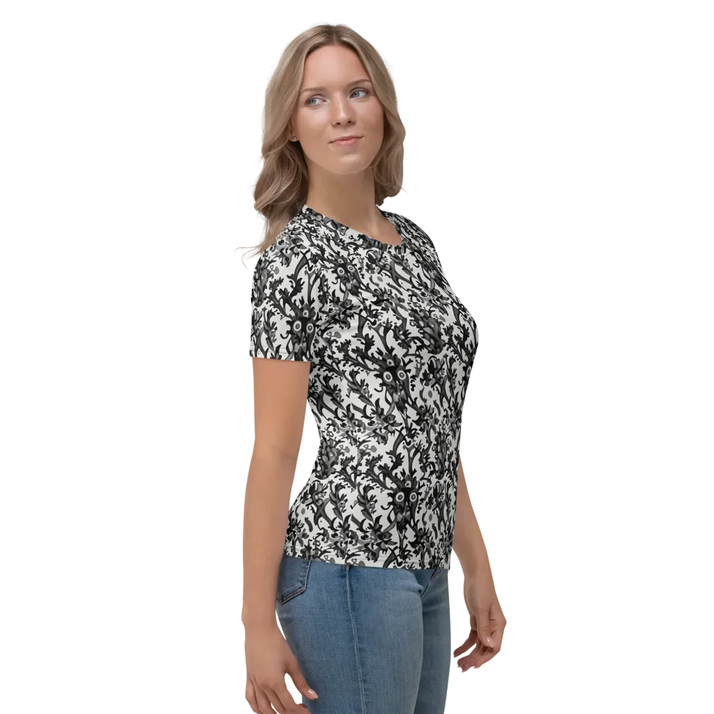 Inkwood Owls on Women's Crew Neck T-Shirt — Right sleeve