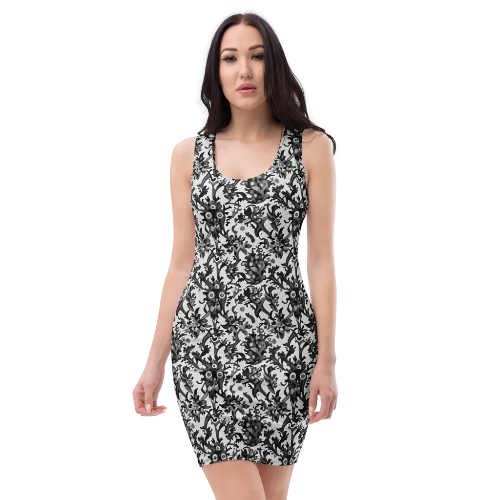 Inkwood Owls on Bodycon Dress — Front
