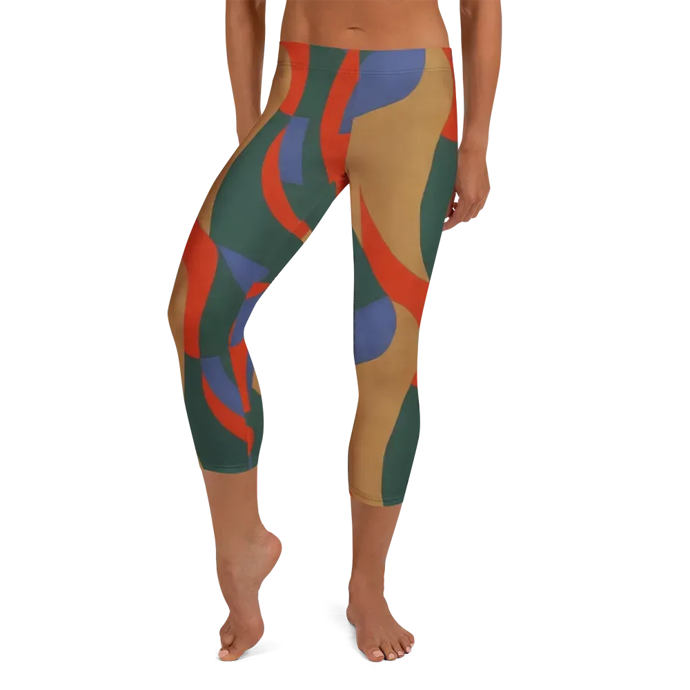 Vermilion Current on Capri Leggings — Front