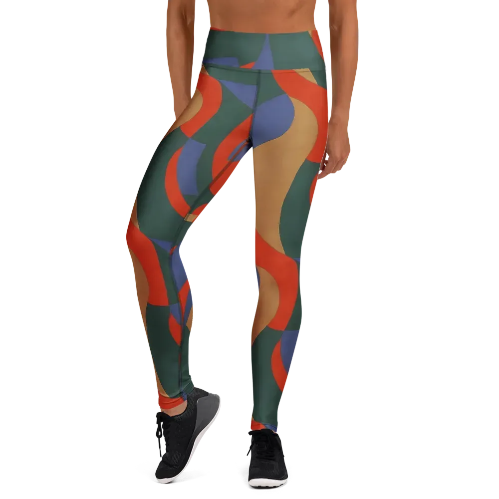 Vermilion Current on Yoga Leggings — Front