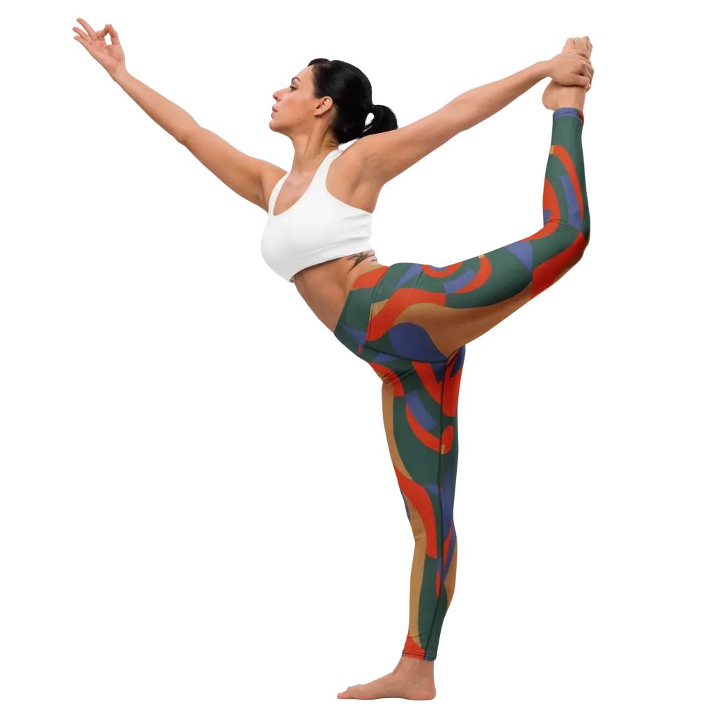 Vermilion Current on Yoga Leggings — Front waist