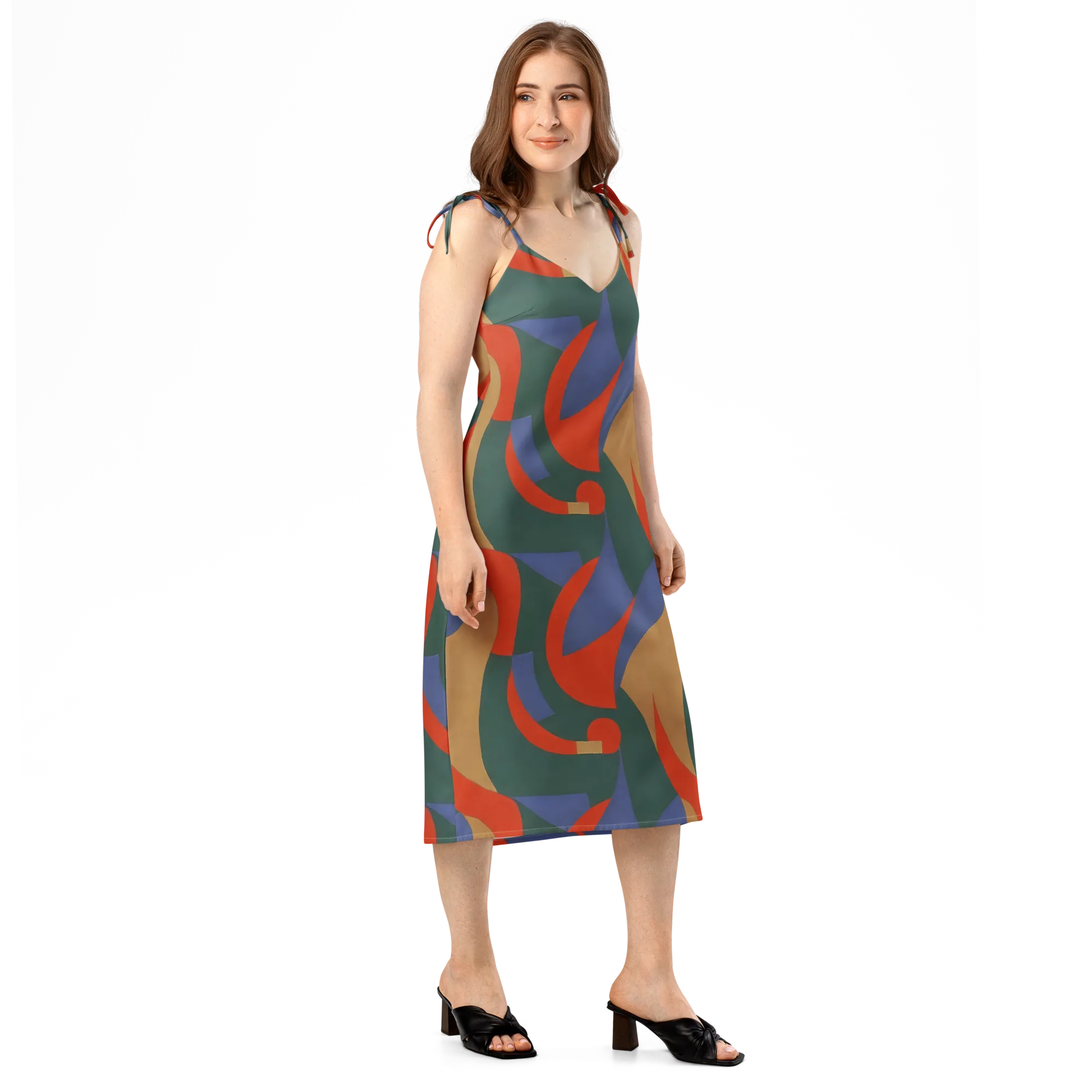 Vermilion Current on Slip Dress — Right Front