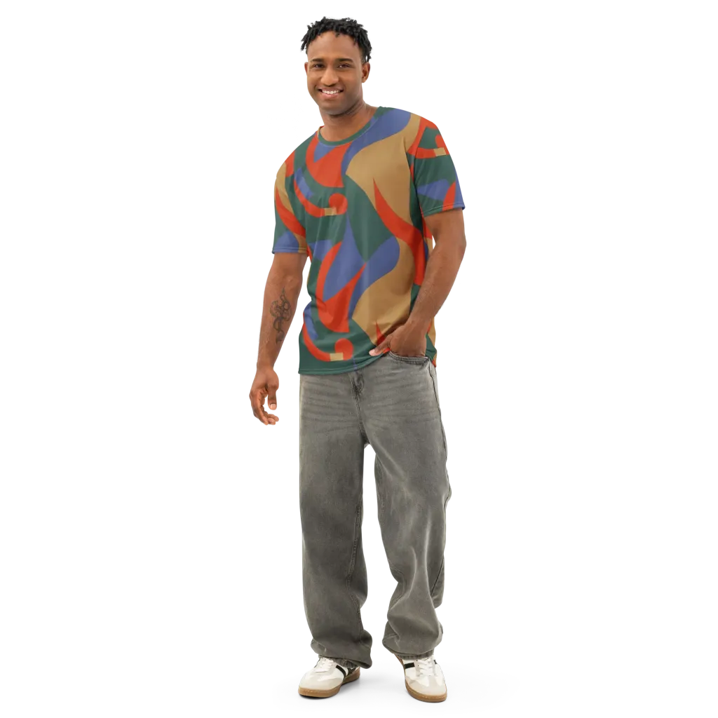 Vermilion Current on Men's Cotton Crew Neck T-Shirt — Front