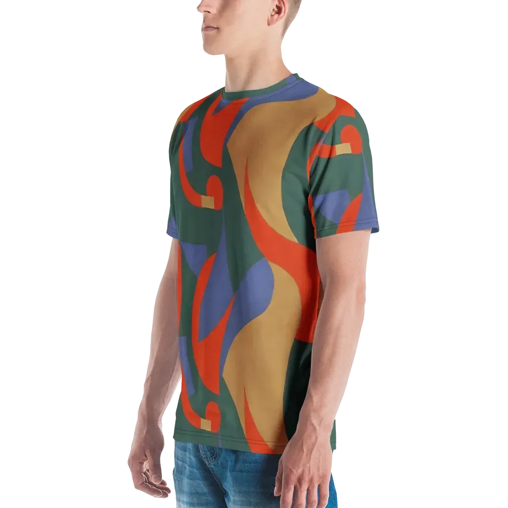 Vermilion Current on Men's Crew Neck T-Shirt — Left