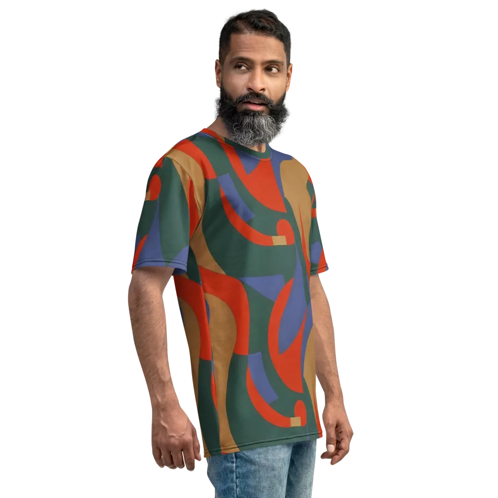 Vermilion Current on Men's Crew Neck T-Shirt — Right sleeve