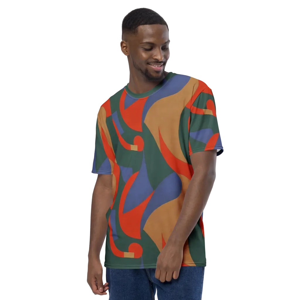 Vermilion Current on Men's Crew Neck T-Shirt — Left sleeve