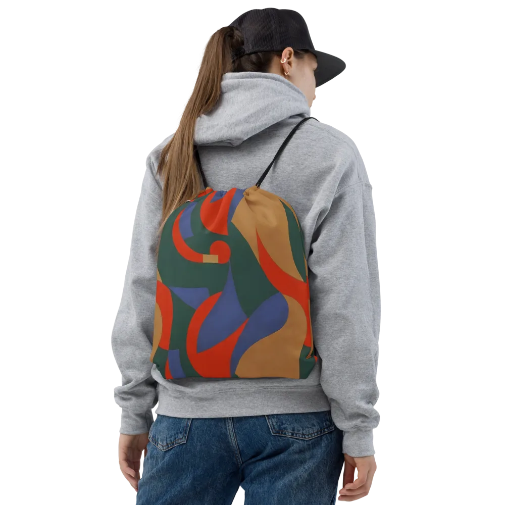 Vermilion Current on Drawstring Bag — Front
