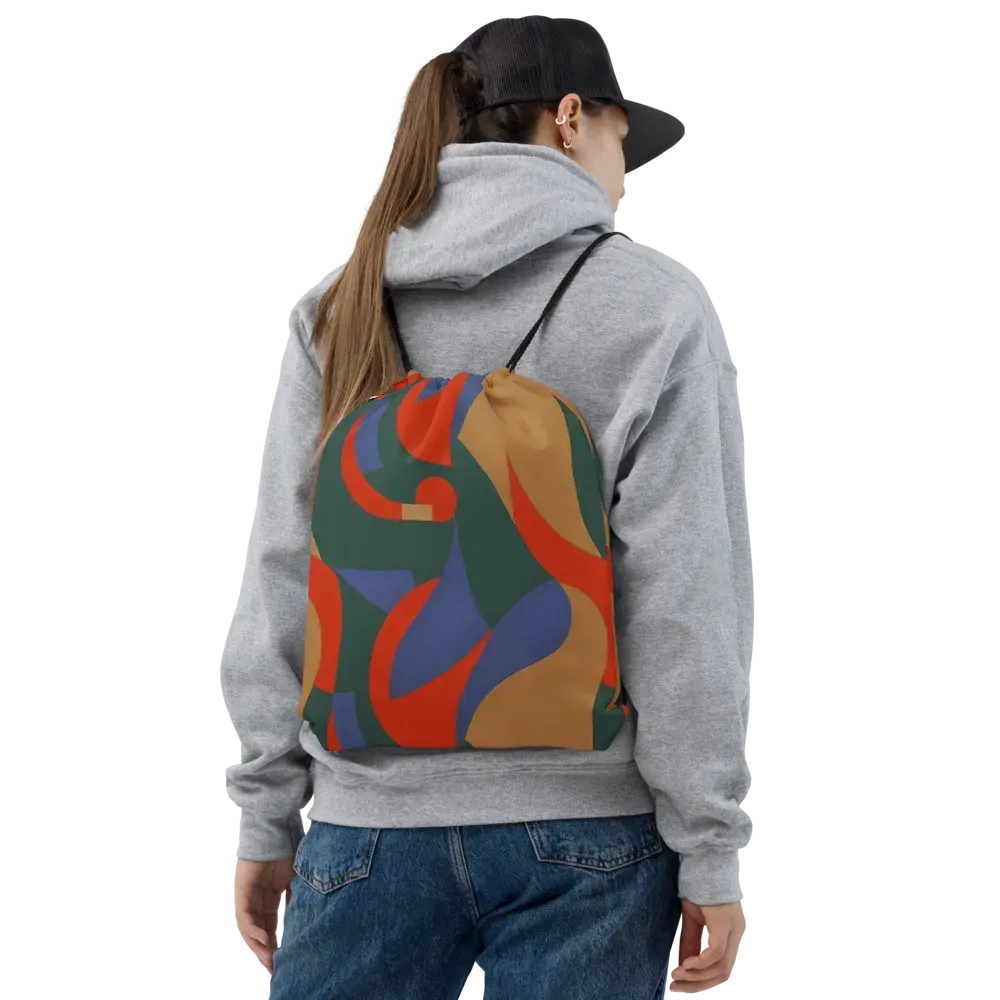 Vermilion Current on Drawstring Bag — Front
