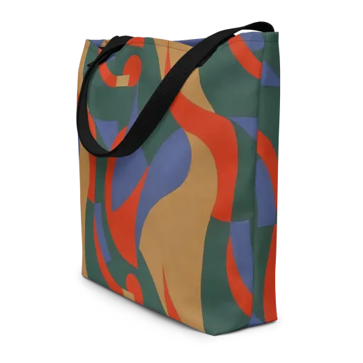 Vermilion Current on a Large Tote Bag W/ Pocket