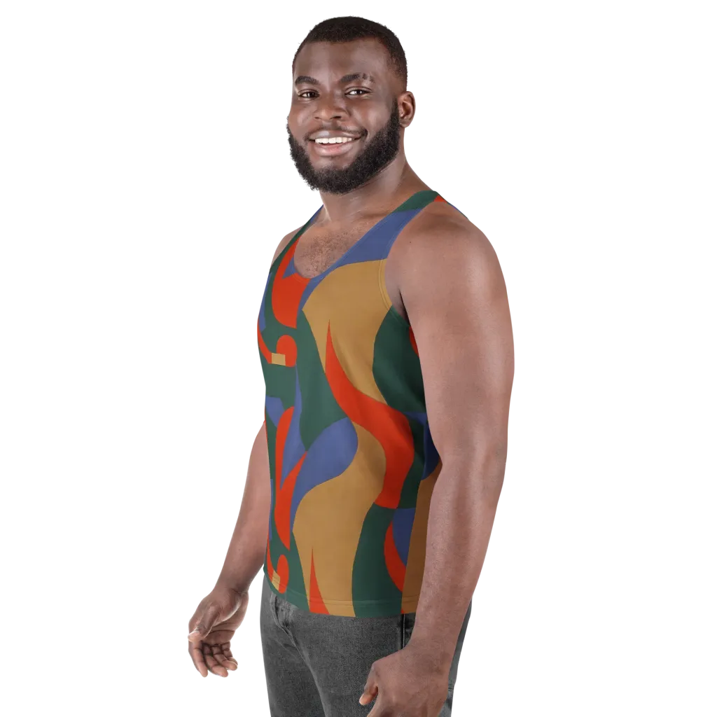 Vermilion Current on Men's Tank Top — Left Front