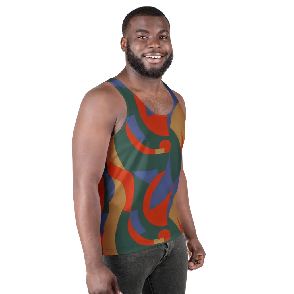 Vermilion Current on Men's Tank Top — Right Front