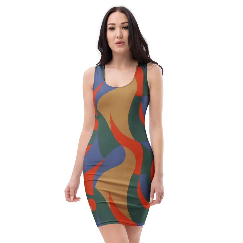 Vermilion Current on Bodycon Dress — Front