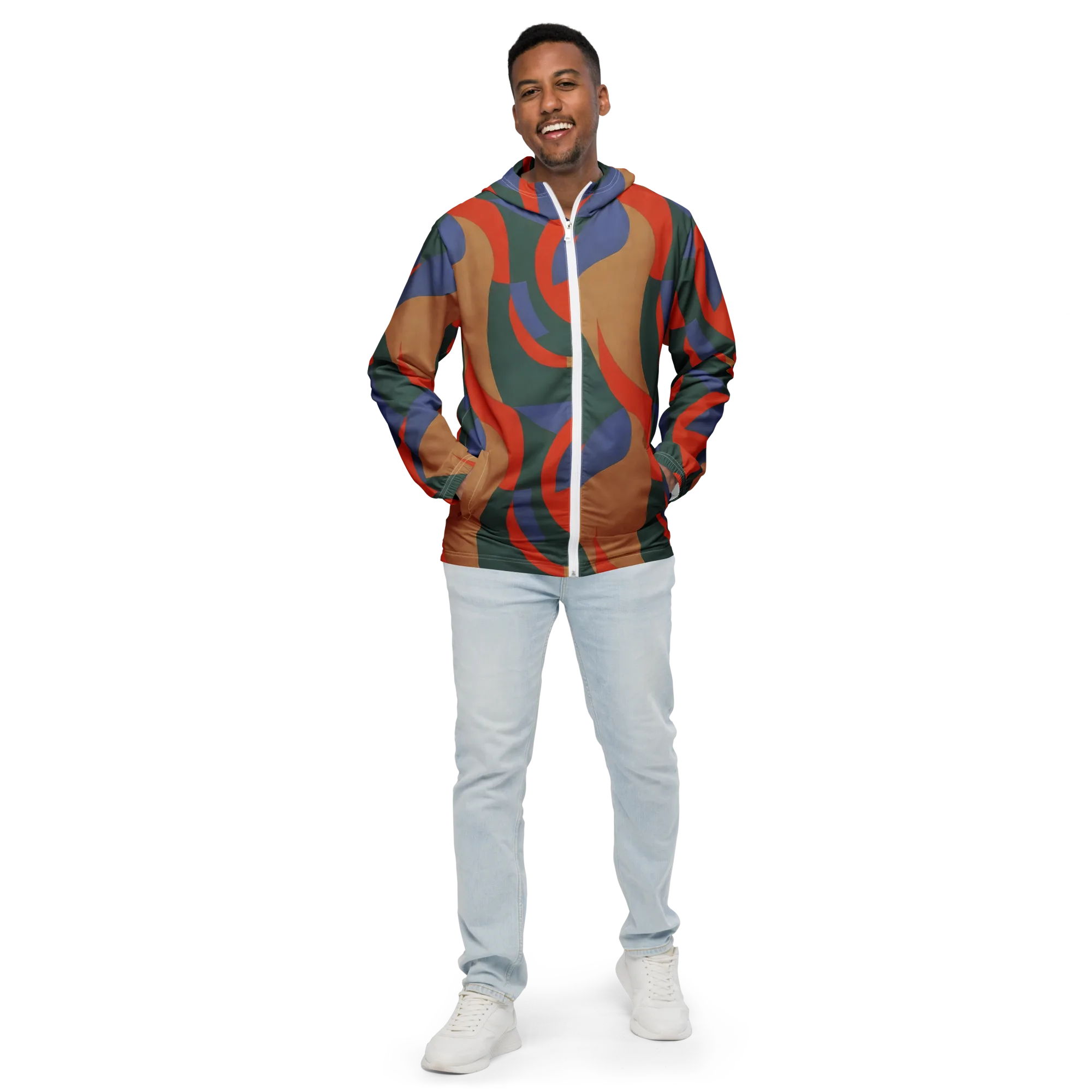 Vermilion Current on Men's Windbreaker — Front