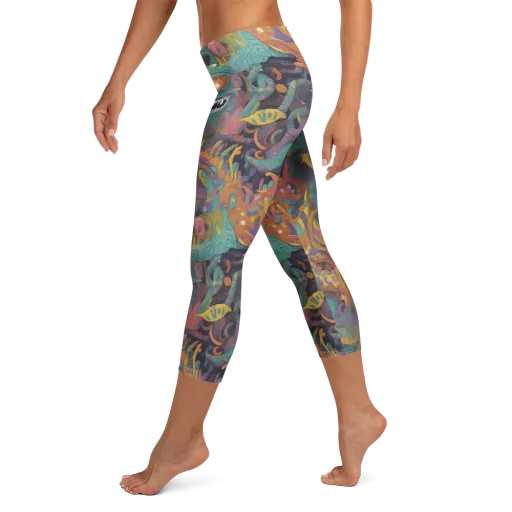 Neon Menagerie on a Capri Leggings