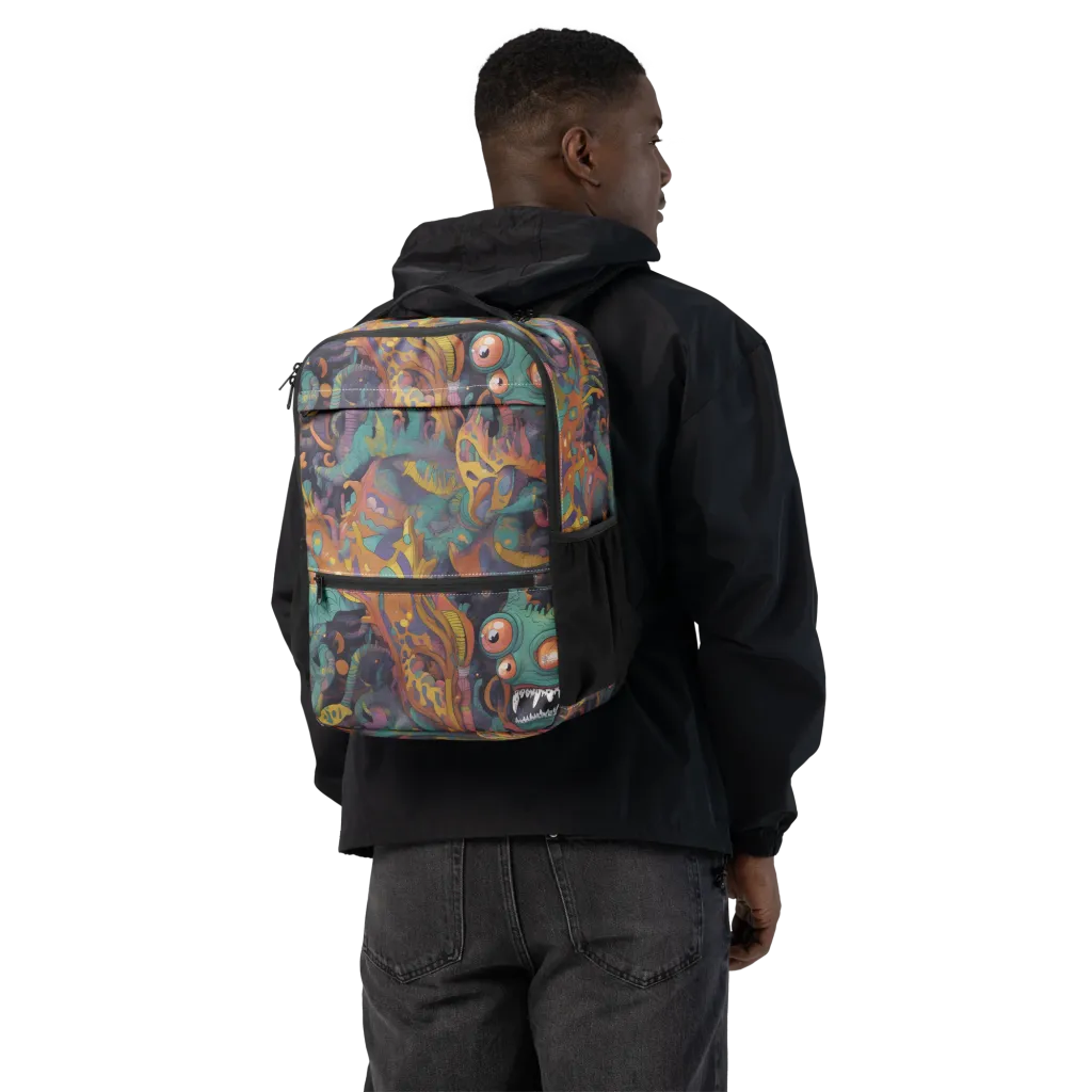 Neon Menagerie on Utility Backpack — Back