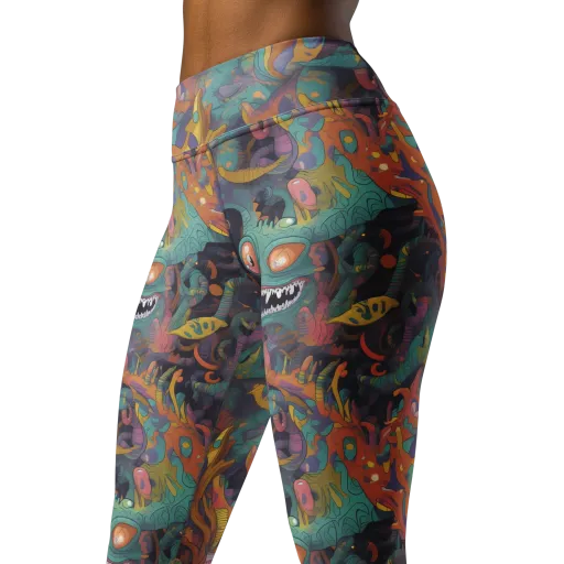 Neon Menagerie on a Yoga Leggings