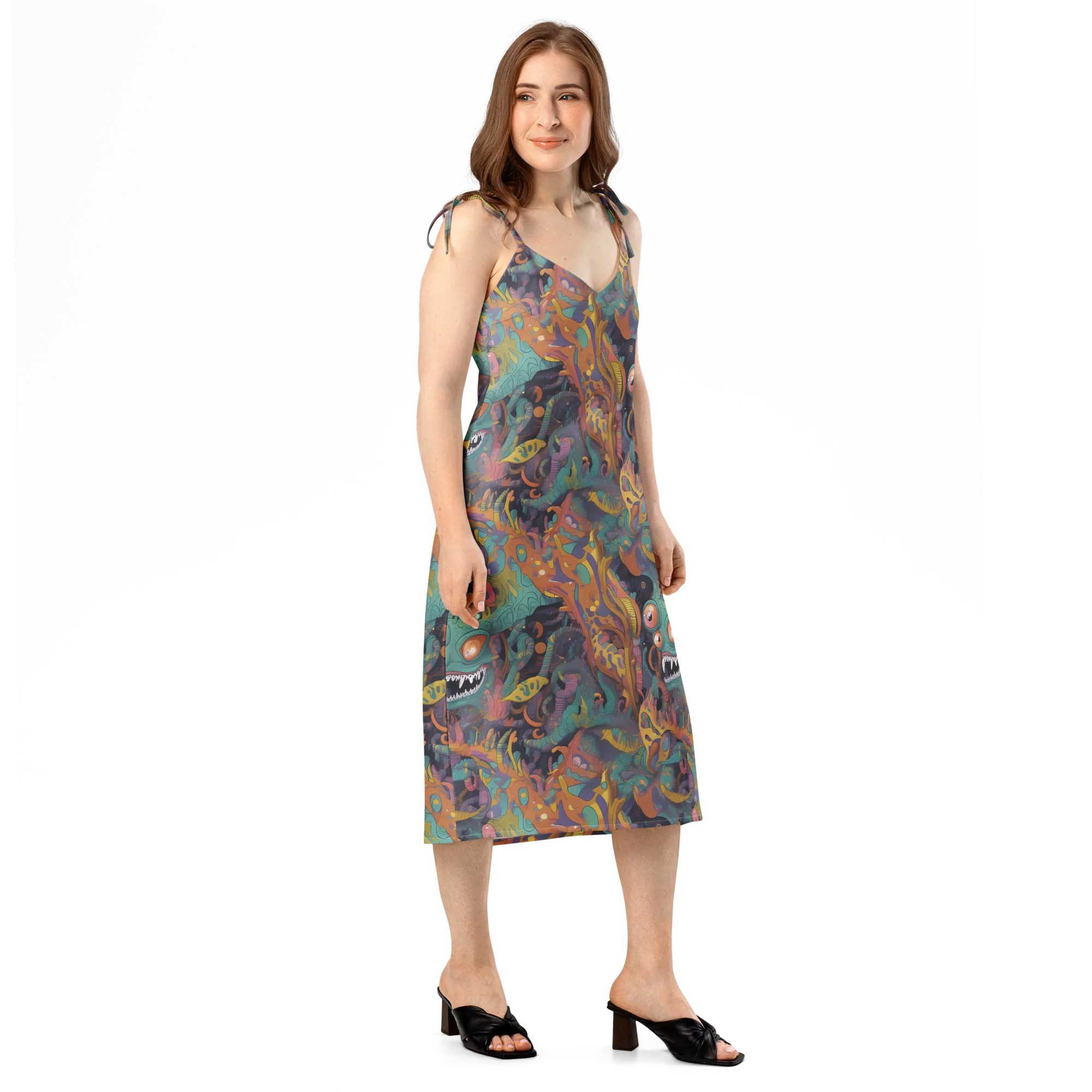 Neon Menagerie on Slip Dress — Right Front