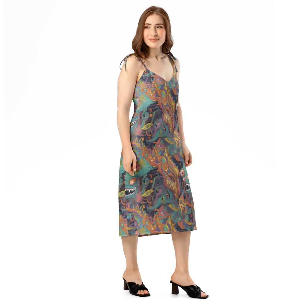Neon Menagerie on Slip Dress — Right Front
