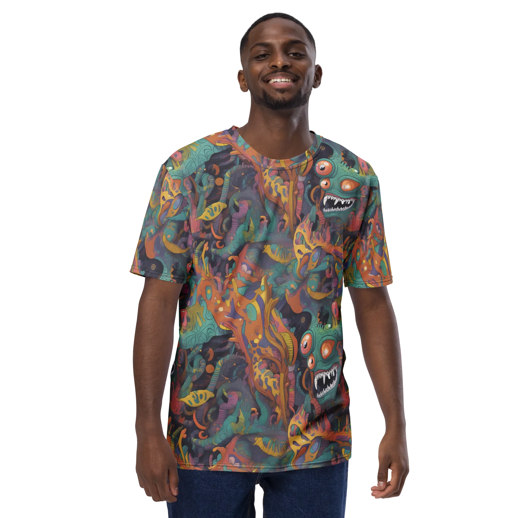 Neon Menagerie on Men's Crew Neck T-Shirt — Front print