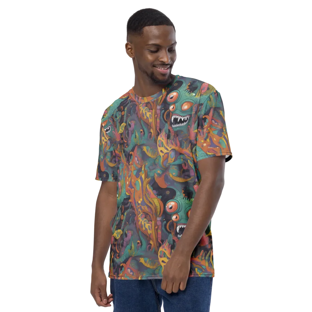 Neon Menagerie on Men's Crew Neck T-Shirt — Left sleeve