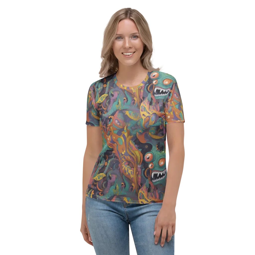 Neon Menagerie on Women's Crew Neck T-Shirt — Front