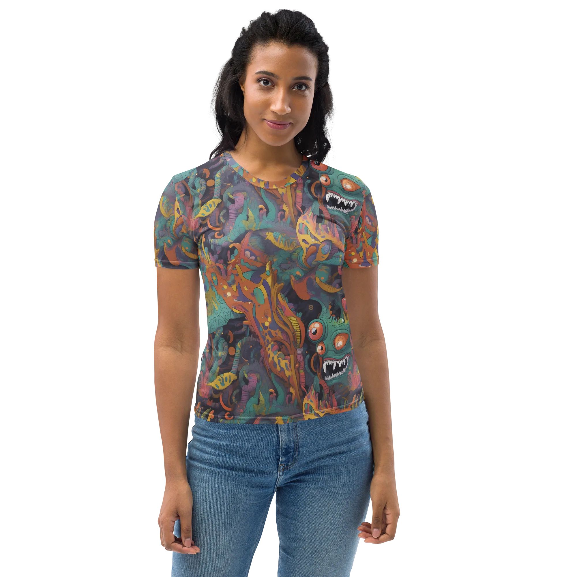 Neon Menagerie on Women's Crew Neck T-Shirt — Print file