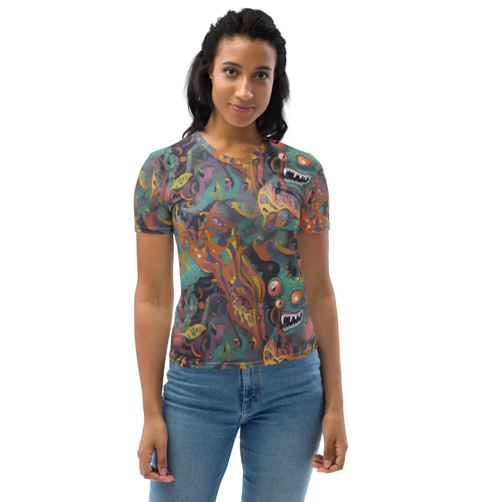 Neon Menagerie on Women's Crew Neck T-Shirt — Print file