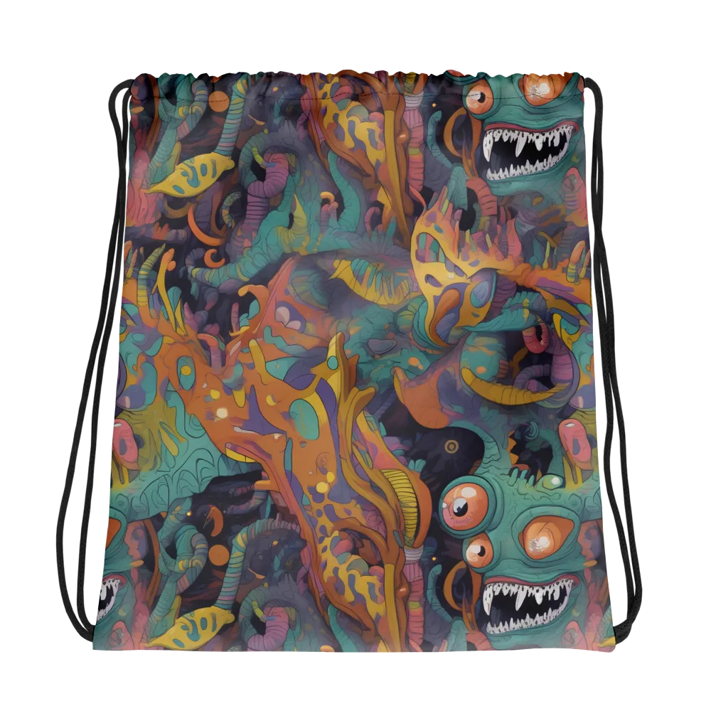 Neon Menagerie on Drawstring Bag — Mockup
