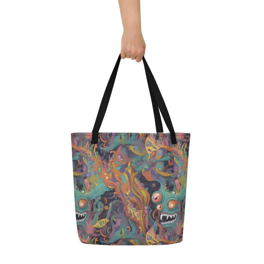 Neon Menagerie on Large Tote Bag W/ Pocket — Print file