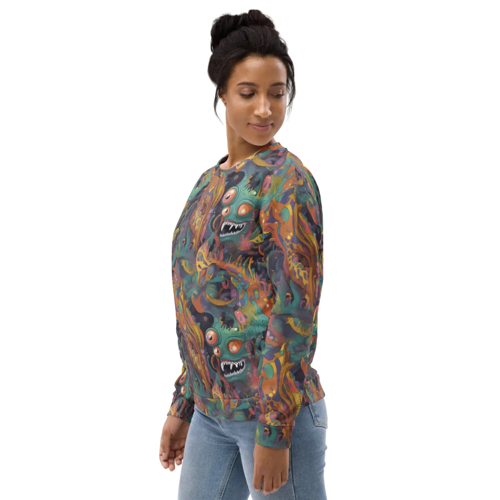 Neon Menagerie on Sweatshirt — Left sleeve