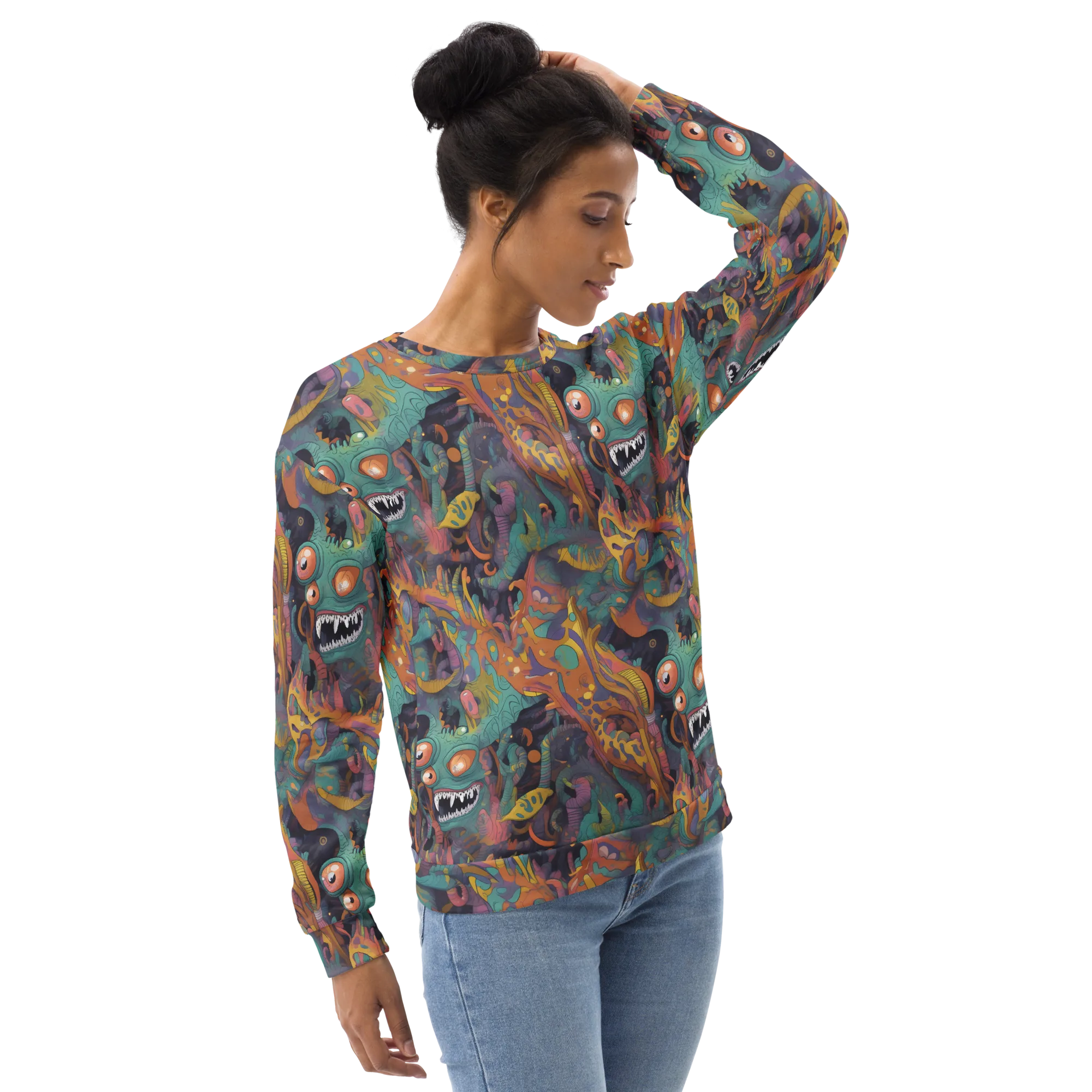 Neon Menagerie on Sweatshirt — Right sleeve