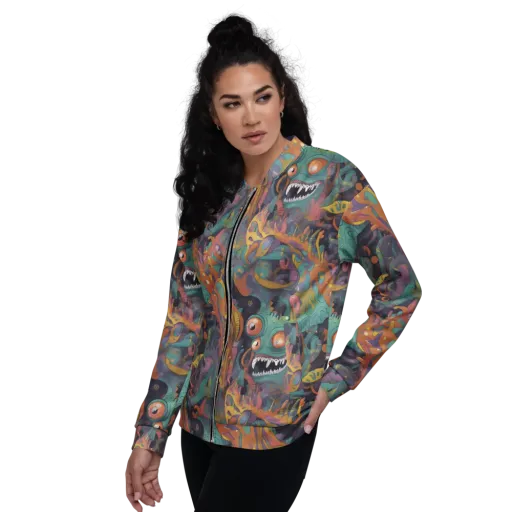 Neon Menagerie on a Bomber Jacket