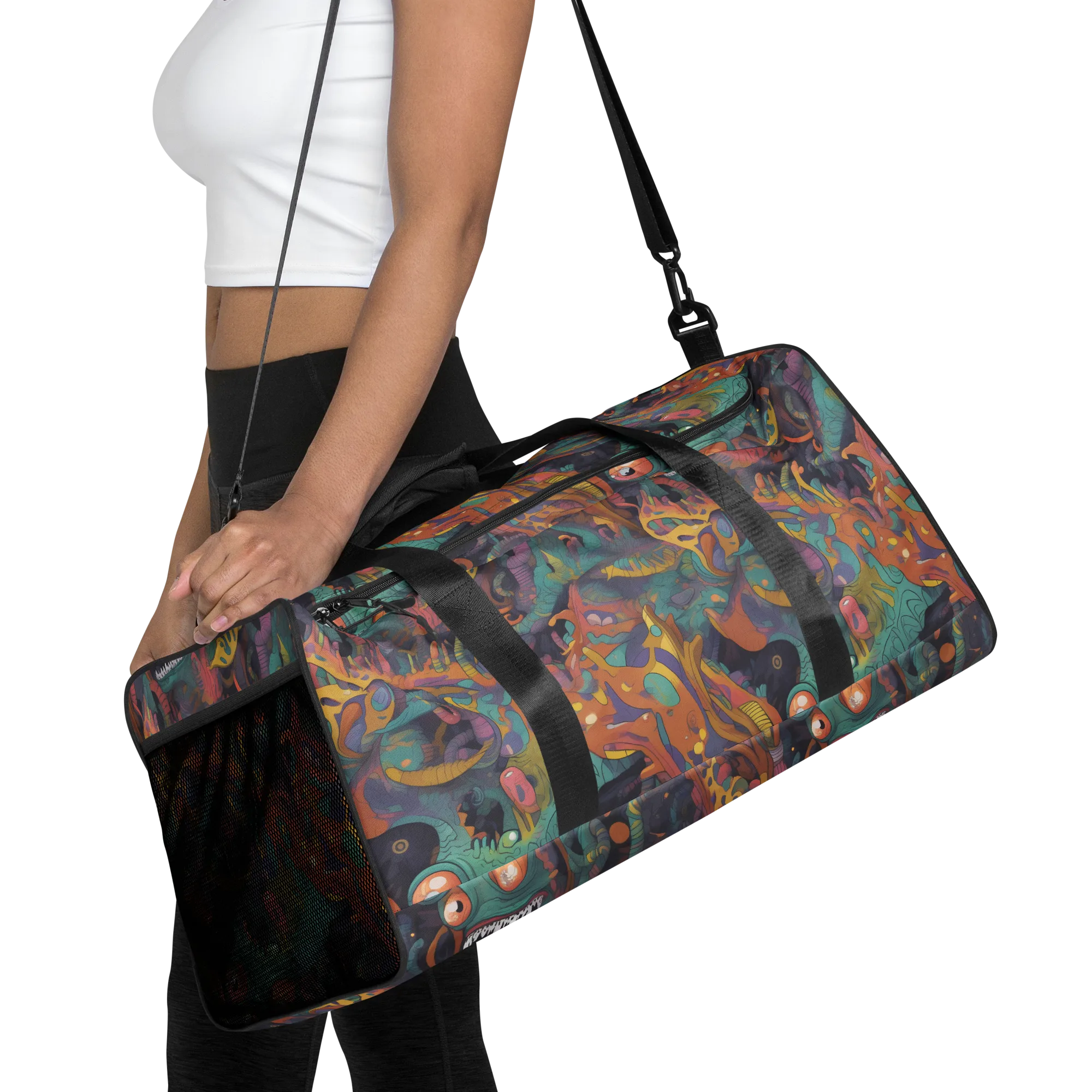 Neon Menagerie on Duffle Bag — Front