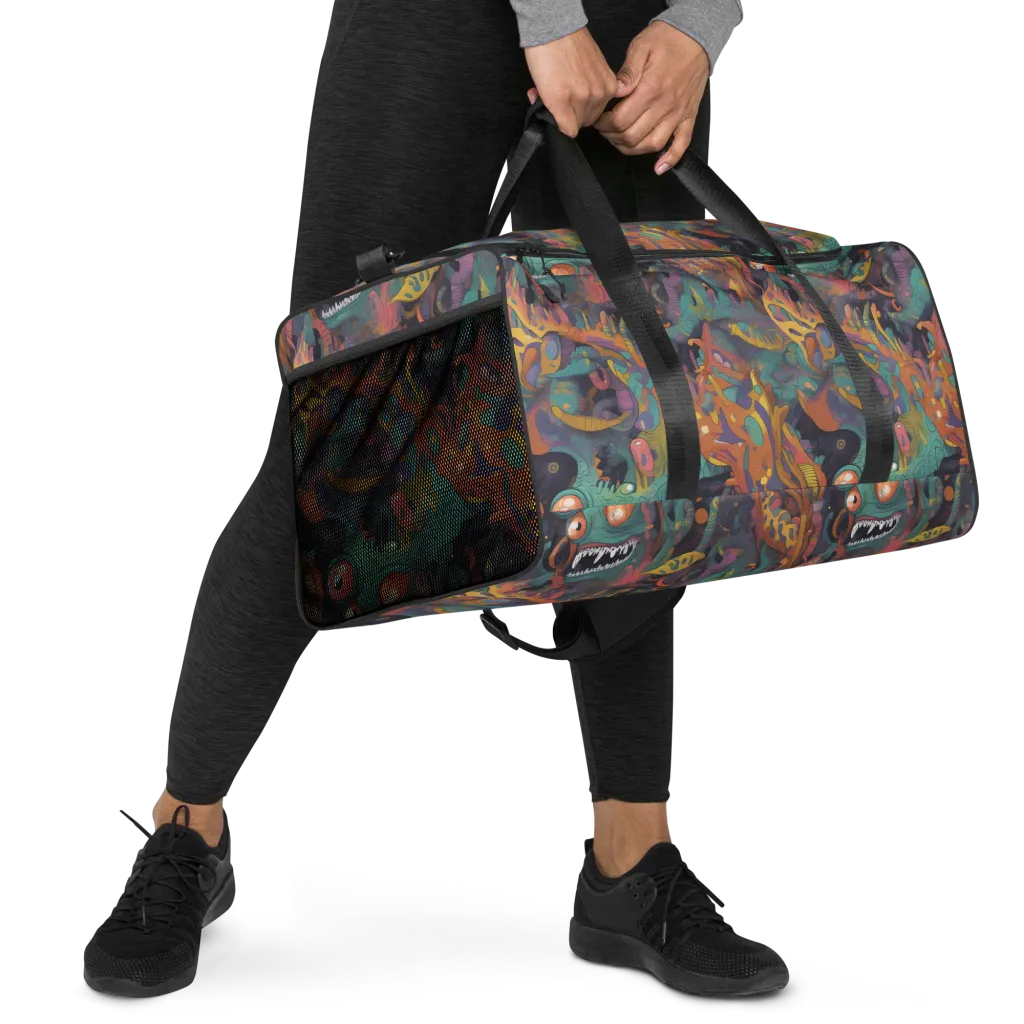 Neon Menagerie on Duffle Bag — Right Front