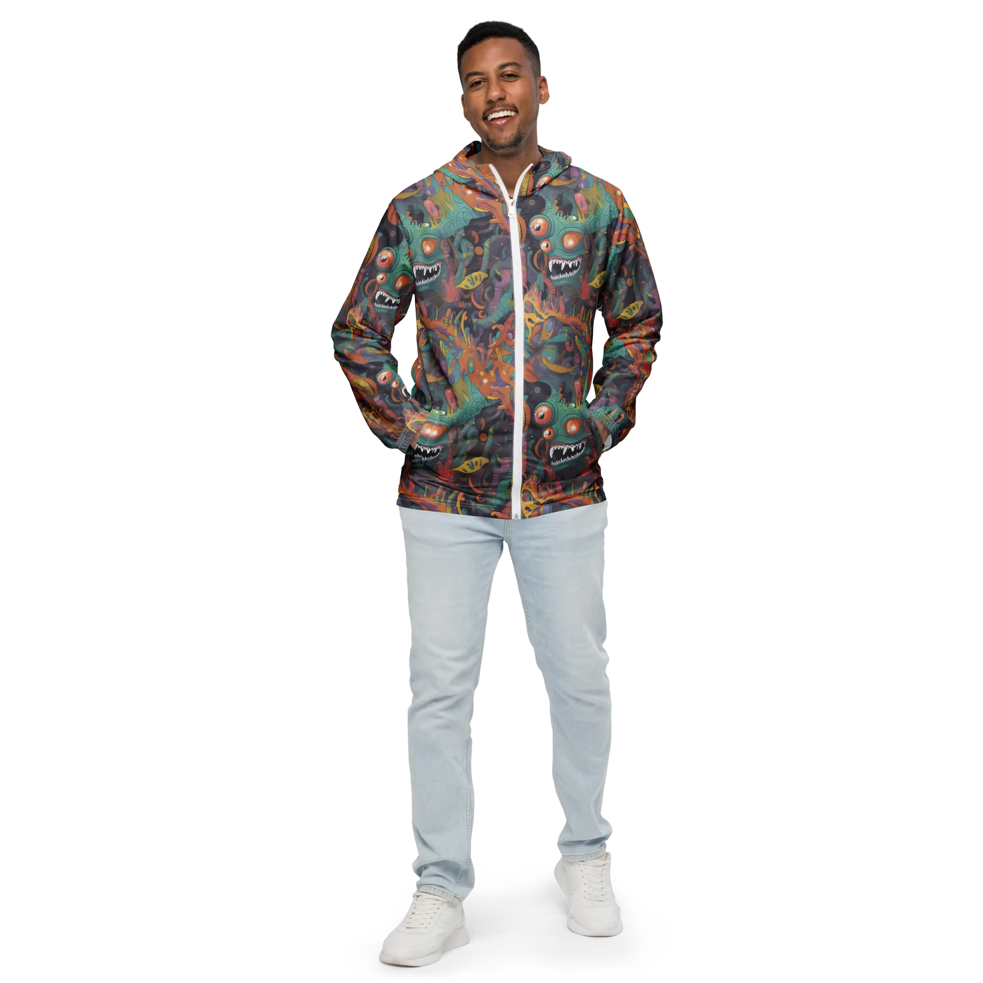 Neon Menagerie on Men's Windbreaker — Front