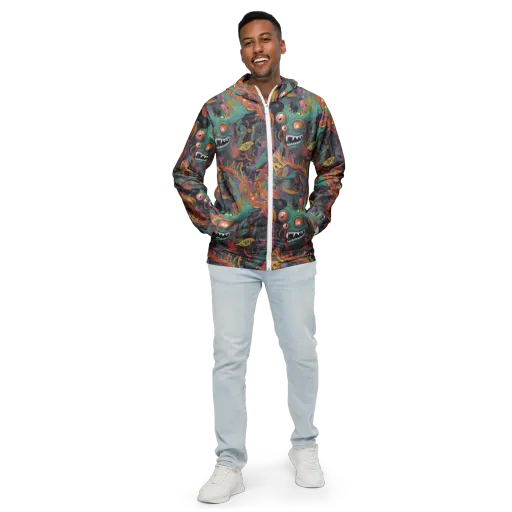 Neon Menagerie on a Men's Windbreaker